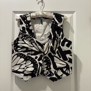 Black and White Butterfly Pattern Vest